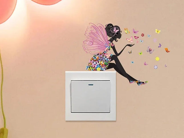 Set 5 Stickere Decor cu Fluturi, Flori și Zâne – Decorațiuni Drăguțe pentru Pereți și Cameră