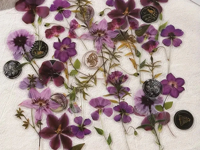 Set de 40 Autocolante Floral Vintage, Ideal pentru Proiecte DIY, Scrapbooking și Jurnale