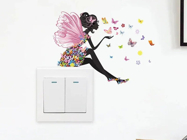 Set 5 Stickere Decor cu Fluturi, Flori și Zâne – Decorațiuni Drăguțe pentru Pereți și Cameră