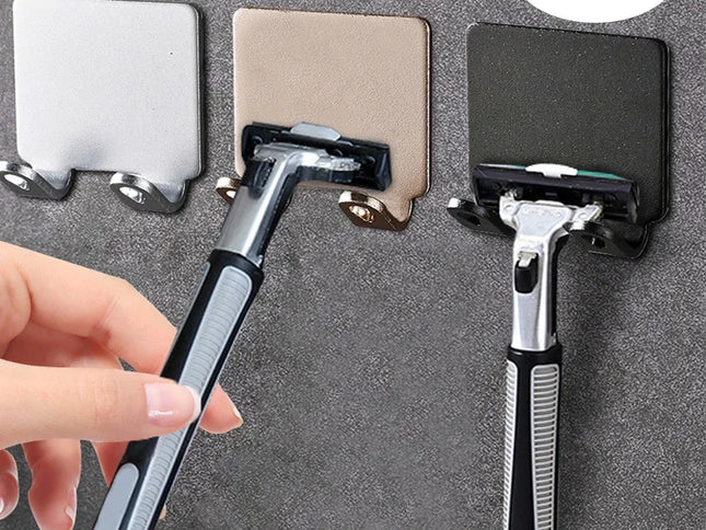Suport de perete pentru Aparatul de Ras din Aluminiu – Organizator Montabil pe Perete, Fără Găurire, Design Elegant pentru Baie