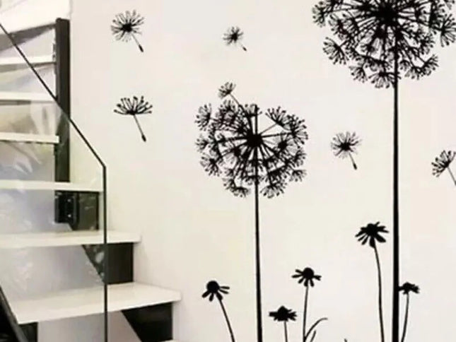 Stickere pentru Perete cu Păpădie Neagră - Decor pentru Living, Dormitor, Articole de Decorațiuni pentru Casă