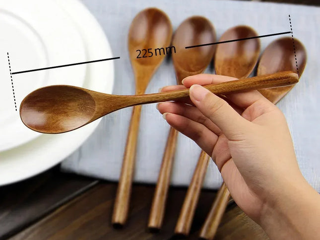 Set 5 Linguri și Furculițe din Lemn natur – Tacâmuri Eco-Friendly pentru Supă și Gătit
