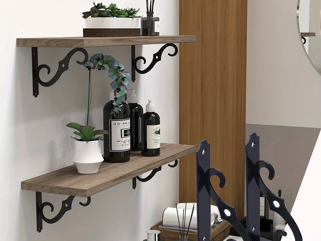 Consolă decorativă de perete, pentru rafturi, în formă de L - set 2 buc