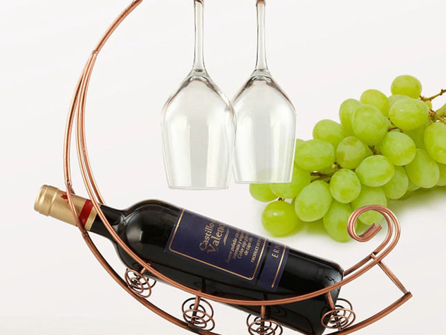 Suport Vintage pentru Sticle de Vin - Suport Sticle de Vin în Formă de Corabie cu Design Creativ Luxos și Pahare Suspendate