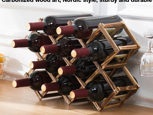 Suport din lemn pentru depozitare sticle de vin -  pentru 6/10 Sticle