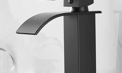 Baterie Lavoar Cascadă din Oțel Inoxidabil – Mixer Apă Caldă și Rece, Design Negru Modern