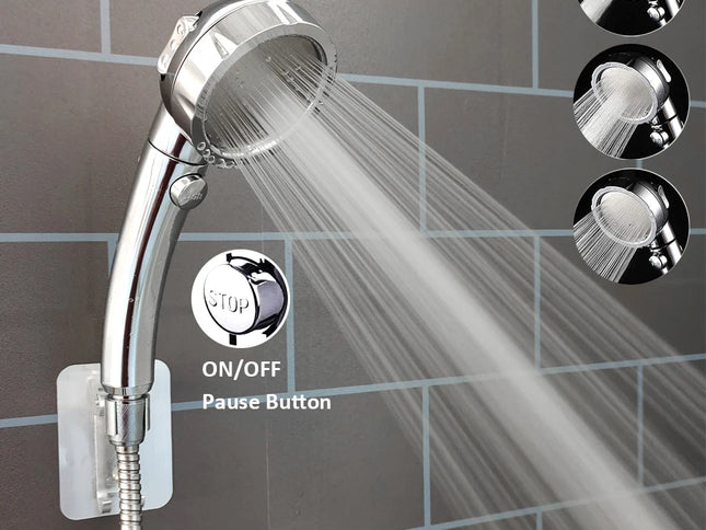 Pălărie de Duș Universală cu Presiune Ridicată – 3 Moduri Reglabile, Economisire Apă