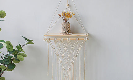 Raft suspendat stil Boho, din macrame și lemn natur