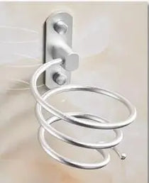 Suport pentru Uscător de Păr, Raft Spiralat Montat pe Perete, Organizator pentru Baie, Aluminiu