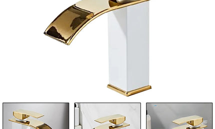 Baterie Lavoar din Cupru Aurie – Mixer Apă Caldă și Rece, Design Elegant