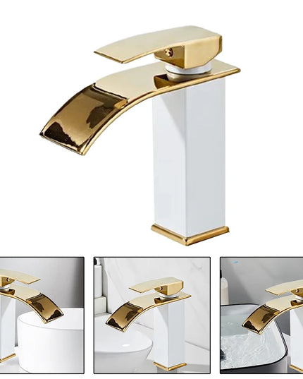 Baterie Lavoar din Cupru Aurie – Mixer Apă Caldă și Rece, Design Elegant