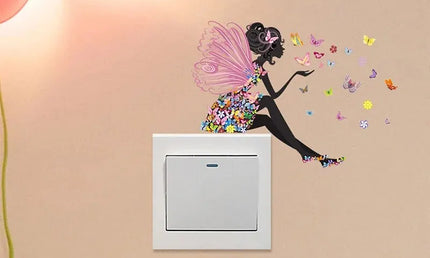 Set 5 Stickere Decor cu Fluturi, Flori și Zâne – Decorațiuni Drăguțe pentru Pereți și Cameră