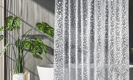 Perdea de Duș Impermeabilă Transparentă – Design Cobblestone, Material PEVA cu Cârlige Incluse