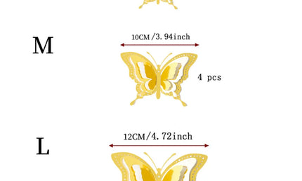 Set 48 Fluturi 3D Aurii - Decor Perete, Petreceri și Torturi