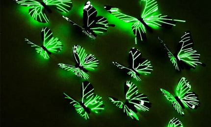 Set 12 Fluturi 3D Luminoși – Autocolante Creativ DIY pentru Pereți