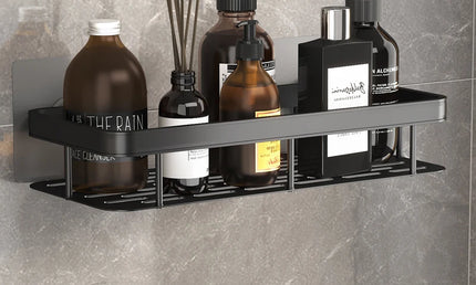 Raft Baie SmartFix - Suport Fără Găurire cu Autocolant, Organizat de Makeup din Aluminiu