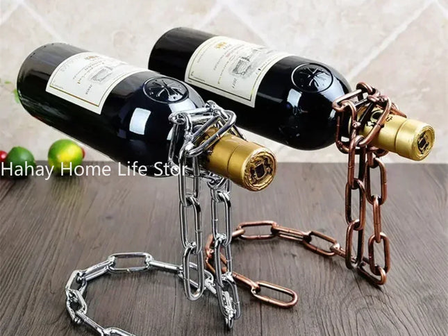 Suport pentru sticle de Vin în Formă de Lanț Suspendat – Decor Magic pentru Bucătărie, Bar și Pivniță