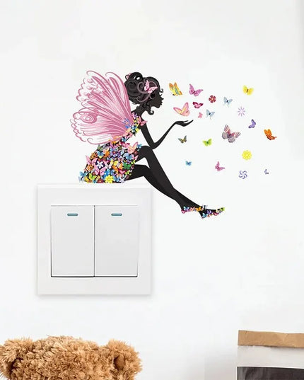 Set 5 Stickere Decor cu Fluturi, Flori și Zâne – Decorațiuni Drăguțe pentru Pereți și Cameră