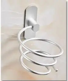 Suport pentru Uscător de Păr, Raft Spiralat Montat pe Perete, Organizator pentru Baie, Aluminiu