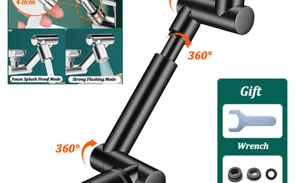 Extensor pentru Robinet cu Aerator 1440° – Filtru Antistropire și Economisire Apă