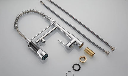 Baterie de bucătărie cu duș extractibil – design arc înalt, monocomandă