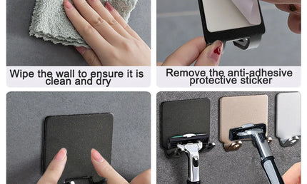 Suport de perete pentru Aparatul de Ras din Aluminiu – Organizator Montabil pe Perete, Fără Găurire, Design Elegant pentru Baie