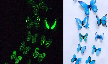 Set 12 Fluturi 3D Luminoși – Autocolante Creativ DIY pentru Pereți