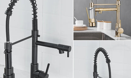 Baterie de bucătărie cu duș extractibil – design arc înalt, monocomandă