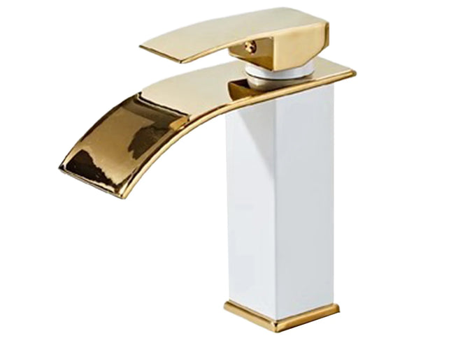 Baterie Lavoar din Cupru Aurie – Mixer Apă Caldă și Rece, Design Elegant