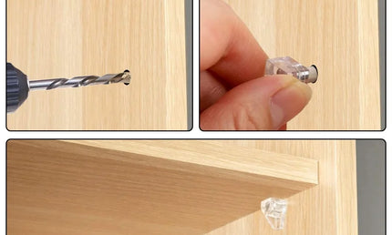 Suporturi Transparente din Plastic pentru Rafturi – Fixare pentru Mobilier, Dulapuri, Etajere și Plăci de Sticlă