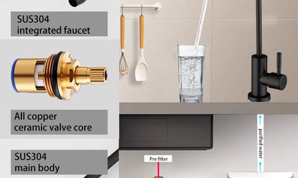 Robinet Filtrant pentru Bucătărie ULA 1/4” – Apă Potabilă Directă, Oțel Inoxidabil