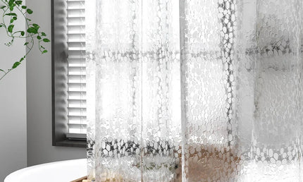 Perdea de Duș Impermeabilă Transparentă – Design Cobblestone, Material PEVA cu Cârlige Incluse