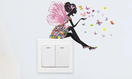 Set 5 Stickere Decor cu Fluturi, Flori și Zâne – Decorațiuni Drăguțe pentru Pereți și Cameră