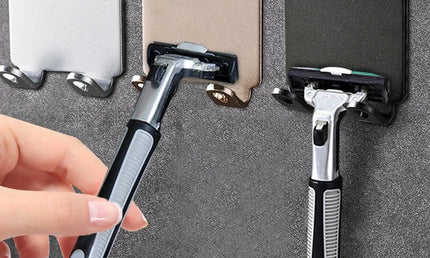Suport de perete pentru Aparatul de Ras din Aluminiu – Organizator Montabil pe Perete, Fără Găurire, Design Elegant pentru Baie