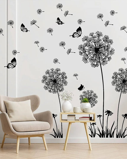 Stickere pentru Perete cu Păpădie Neagră - Decor pentru Living, Dormitor, Articole de Decorațiuni pentru Casă