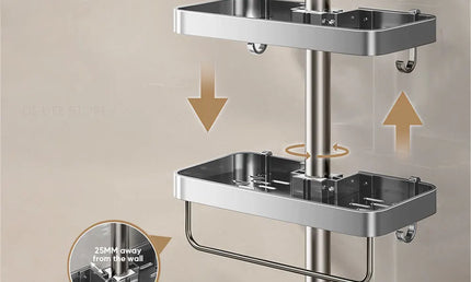 Raft Organizator din Aluminiu cu Suport pentru Prosoape – Fără Găurire