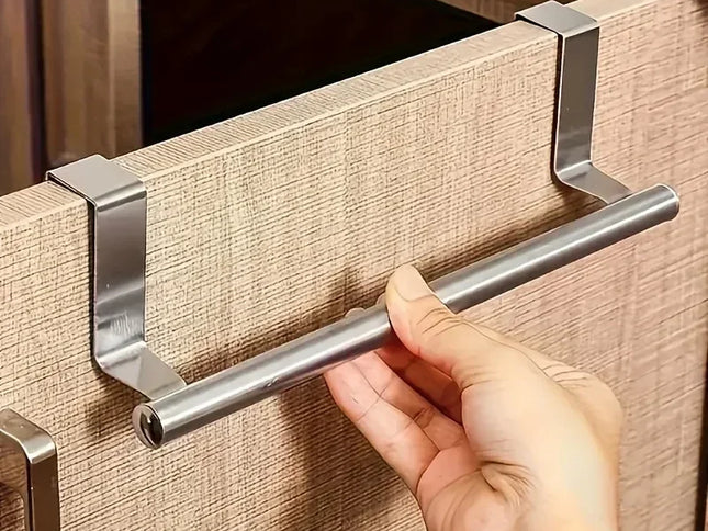 Suport de Ușă pentru Prosoape și Accesorii din Oțel Inoxidabil – Suport Suspendat Fără Găurire, Ideal pentru Baie și Bucătărie