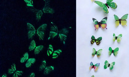 Set 12 Fluturi 3D Luminoși – Autocolante Creativ DIY pentru Pereți