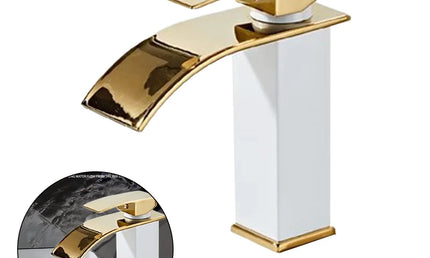Baterie Lavoar din Cupru Aurie – Mixer Apă Caldă și Rece, Design Elegant