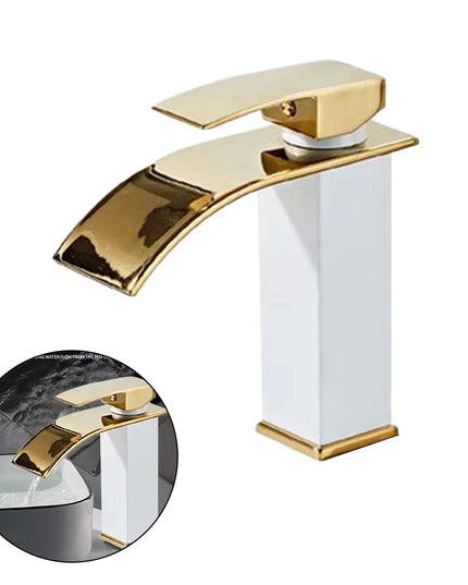 Baterie Lavoar din Cupru Aurie – Mixer Apă Caldă și Rece, Design Elegant