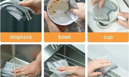 Lavete Magice de Curățare – Microfibră și Sârmă de Oțel, pentru Bucătărie și Baie