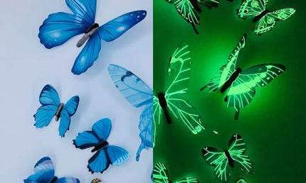 Set 12 Fluturi 3D Luminoși – Autocolante Creativ DIY pentru Pereți