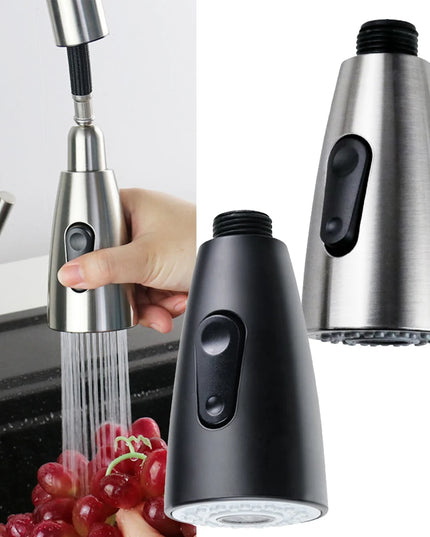 Cap de duș universal pentru chiuvetă, cu sprayer retractabil, din ABS, finisaj negru periat, pentru bucătărie și baie