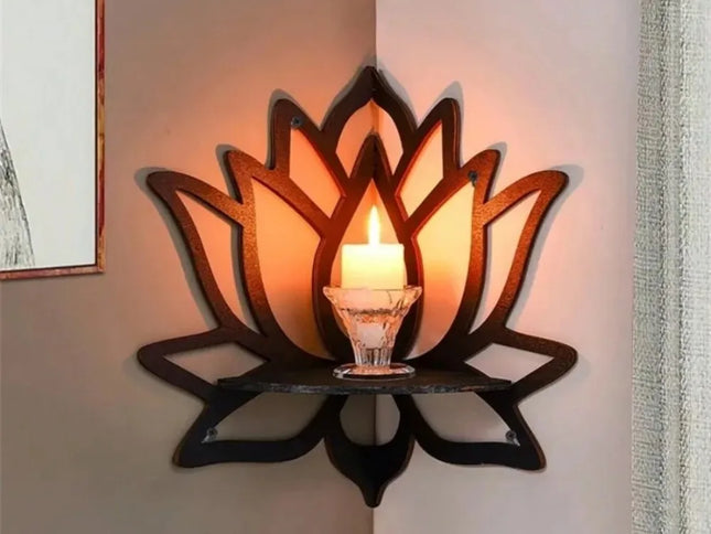 Raft de Perete Flotant Lotus – Decor Modern din Lemn pentru Casă