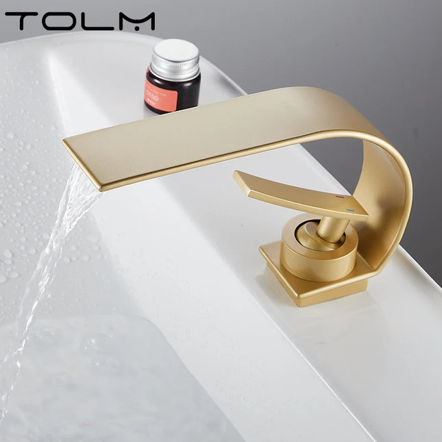 Baterie Lavoar Modernă – Mixer Apă Caldă și Rece, Flux Cascadă, Design Negru/Alb