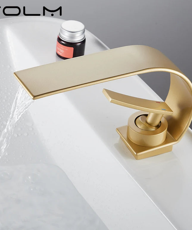 Baterie Lavoar Modernă – Mixer Apă Caldă și Rece, Flux Cascadă, Design Negru/Alb