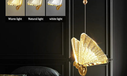 Lustră LED Fluture Nordic – Lampă Suspendată Modernă pentru Dormitor, Living și Bucătărie