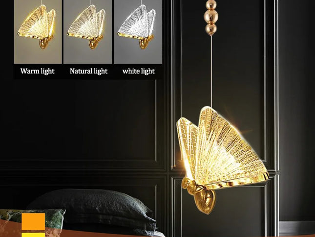 Lustră LED Fluture Nordic – Lampă Suspendată Modernă pentru Dormitor, Living și Bucătărie