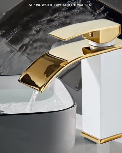 Baterie Lavoar din Cupru Aurie – Mixer Apă Caldă și Rece, Design Elegant