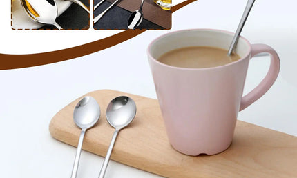 Linguriță din oțel inoxidabil pentru cafea, cu mâner lung